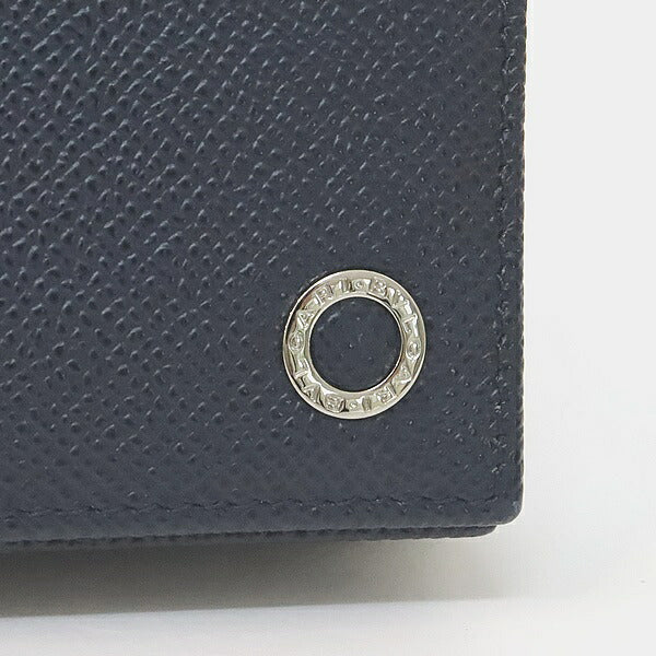 BVLGARI Embossed Leather Bi-Fold Wallet Navy Size ONE SIZE
