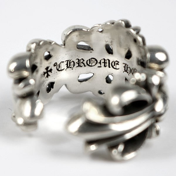 CHROME HEARTS Double Floral Cross Silver Ring Size ONE SIZE