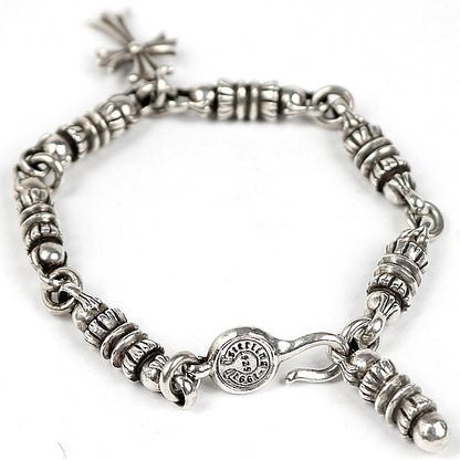 CHROME HEARTS Barrel Tiny CH Silver Bracelet Size ONE SIZE