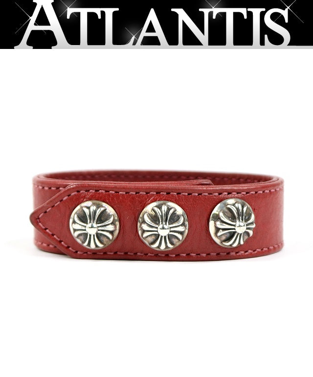 CHROME HEARTS 3 Button 2 Snap Red Bracelet Size ONE SIZE