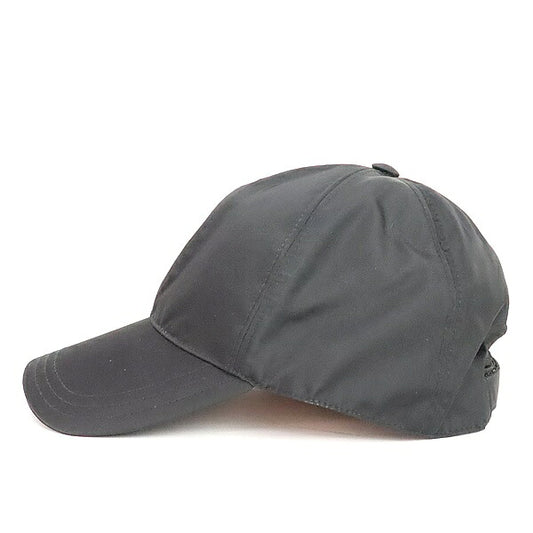 PRADA Triangle Logo Cotton Baseball Hat Black Size M/