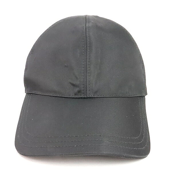 PRADA Triangle Logo Cotton Baseball Hat Black Size M/