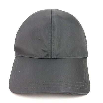 PRADA Triangle Logo Cotton Baseball Hat Black Size M/