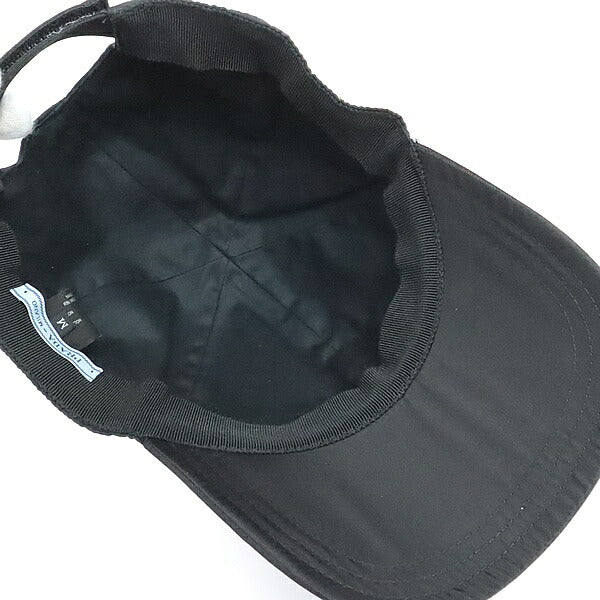 PRADA Triangle Logo Cotton Baseball Hat Black Size M/
