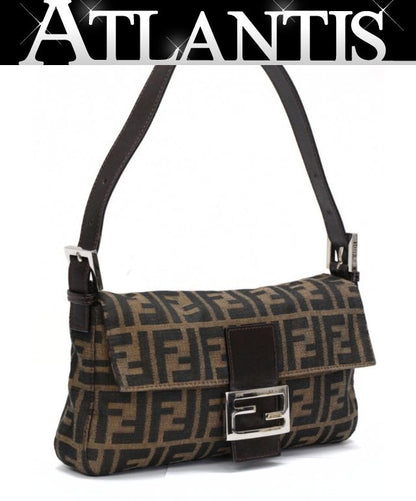 FENDI Zucca Mamma Baguette Canvas Bag Brown Size ONE SIZE