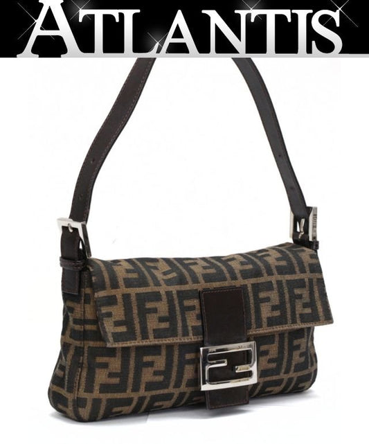 FENDI Zucca Mamma Baguette Canvas Bag Brown Size ONE SIZE