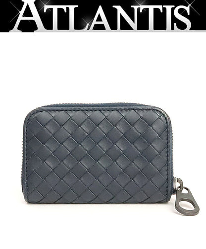 BOTTEGA VENETA Intrecciato Leather Wallet Navy Size ONE SIZE