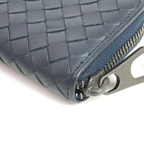 BOTTEGA VENETA Intrecciato Leather Wallet Navy Size ONE SIZE