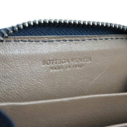 BOTTEGA VENETA Intrecciato Leather Wallet Navy Size ONE SIZE