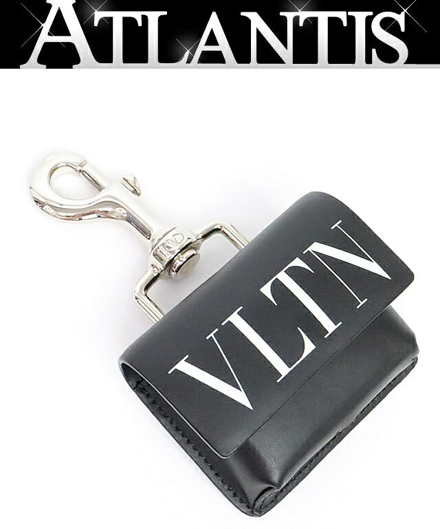 VALENTINO Leather AirPods Case Black White Logo