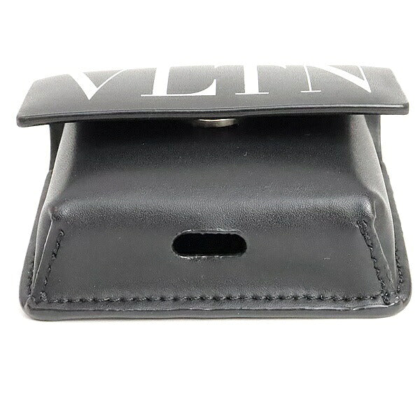 VALENTINO Leather AirPods Case Black White Logo