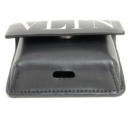 VALENTINO Leather AirPods Case Black White Logo