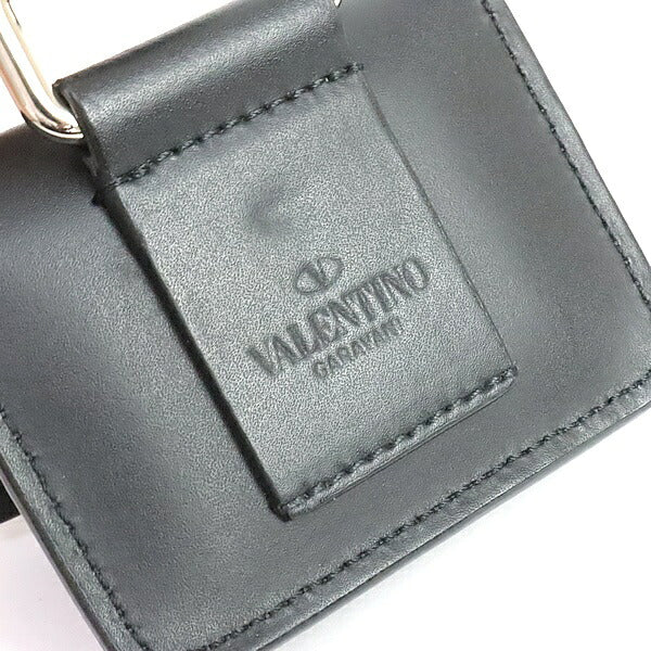 VALENTINO Leather AirPods Case Black White Logo