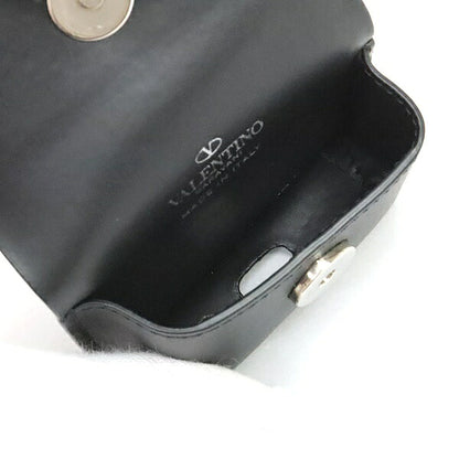 VALENTINO Leather AirPods Case Black White Logo