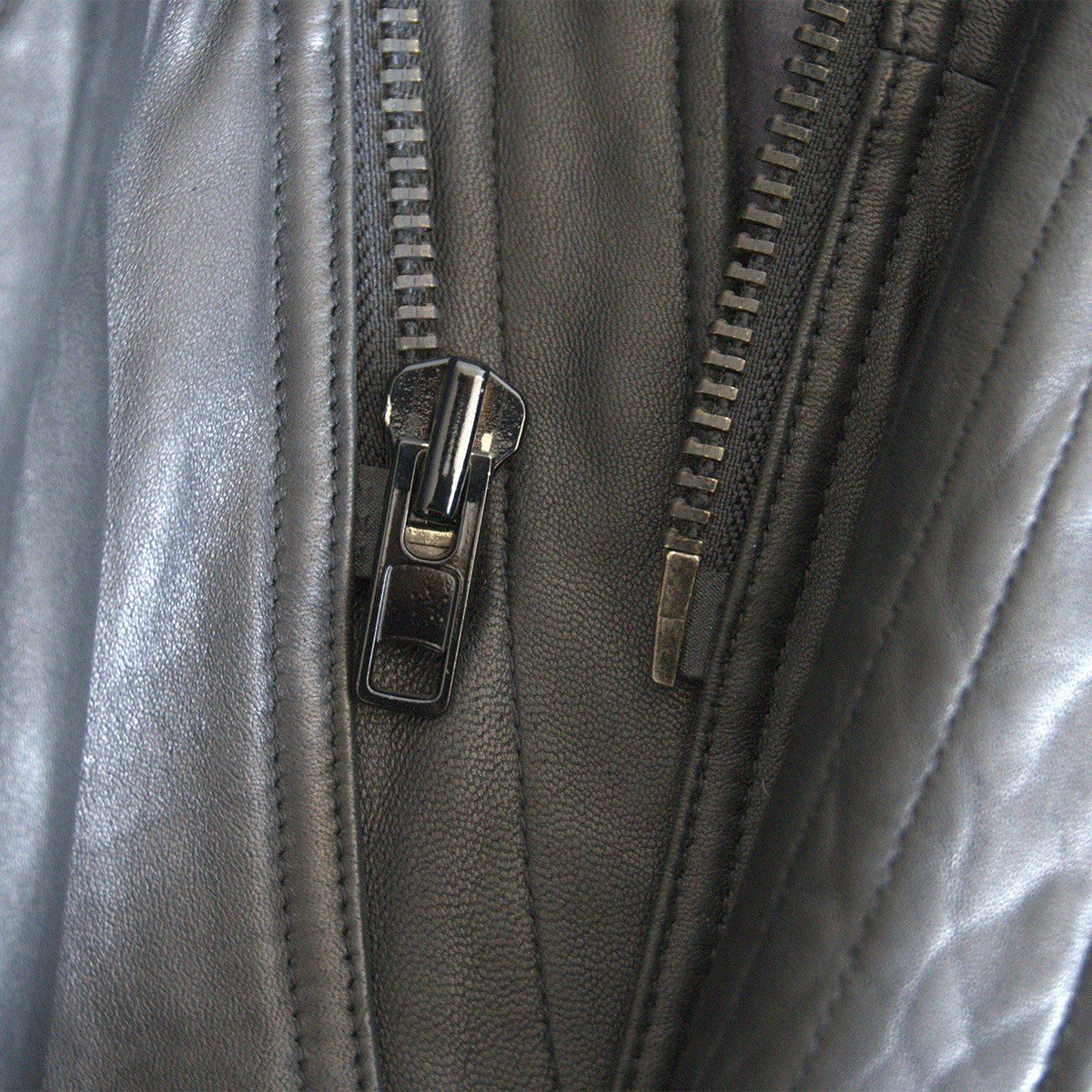 OLD STUSSY Black Leather Fur Coat Size L