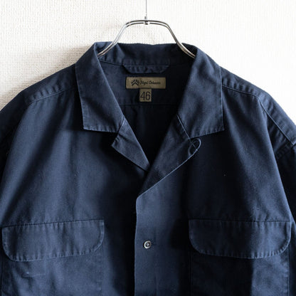 Nigel Cabourn OPEN COLLAR SHIRT COTTON TWILL Blue Size 46