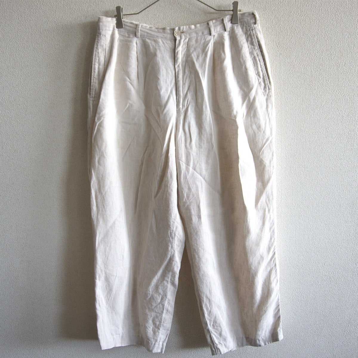 PAPAS Ivory 2 Tuck Wide Linen Pants Size 34