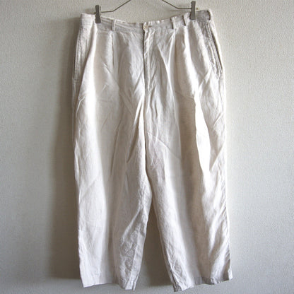 PAPAS Ivory 2 Tuck Wide Linen Pants Size 34