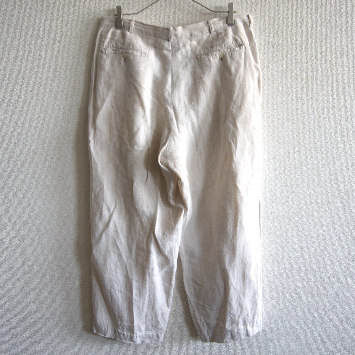 PAPAS Ivory 2 Tuck Wide Linen Pants Size 34