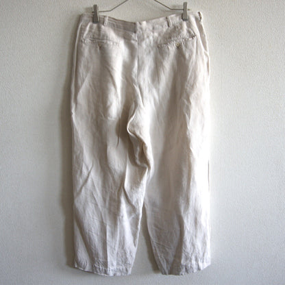 PAPAS Ivory 2 Tuck Wide Linen Pants Size 34