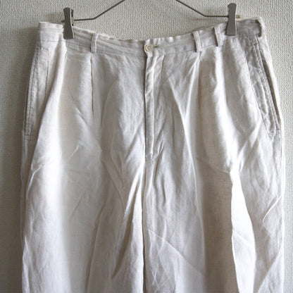 PAPAS Ivory 2 Tuck Wide Linen Pants Size 34