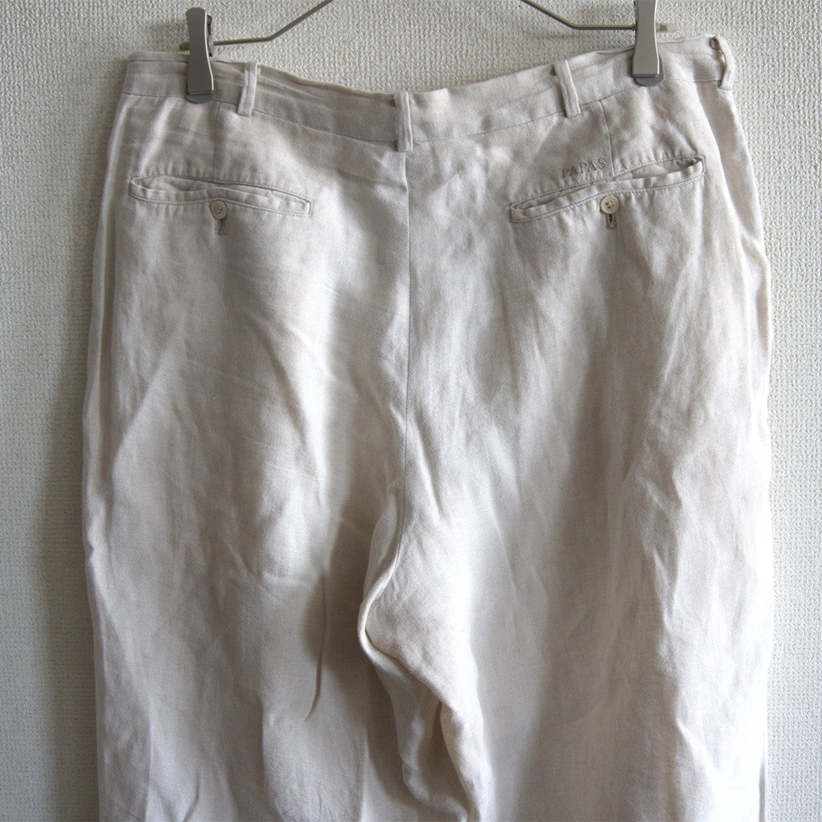 PAPAS Ivory 2 Tuck Wide Linen Pants Size 34