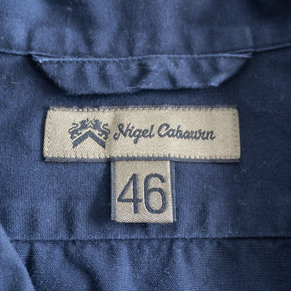 Nigel Cabourn OPEN COLLAR SHIRT COTTON TWILL Blue Size 46