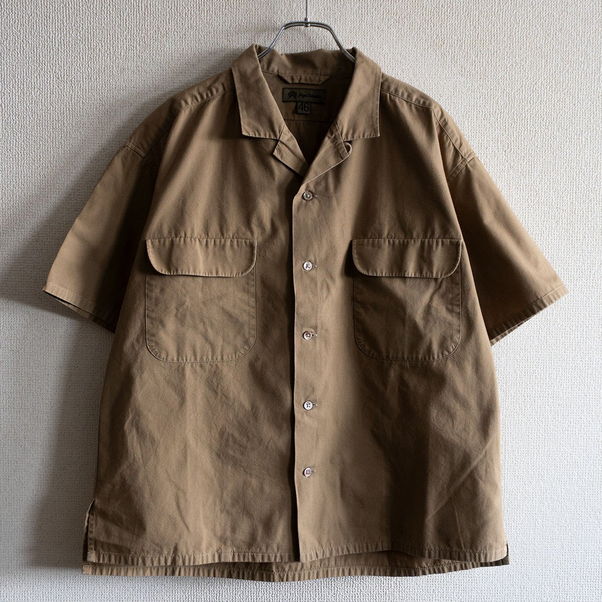 Nigel Cabourn OPEN COLLAR SHIRT COTTON TWILL Green Size 46