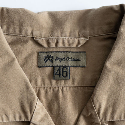 Nigel Cabourn OPEN COLLAR SHIRT COTTON TWILL Green Size 46