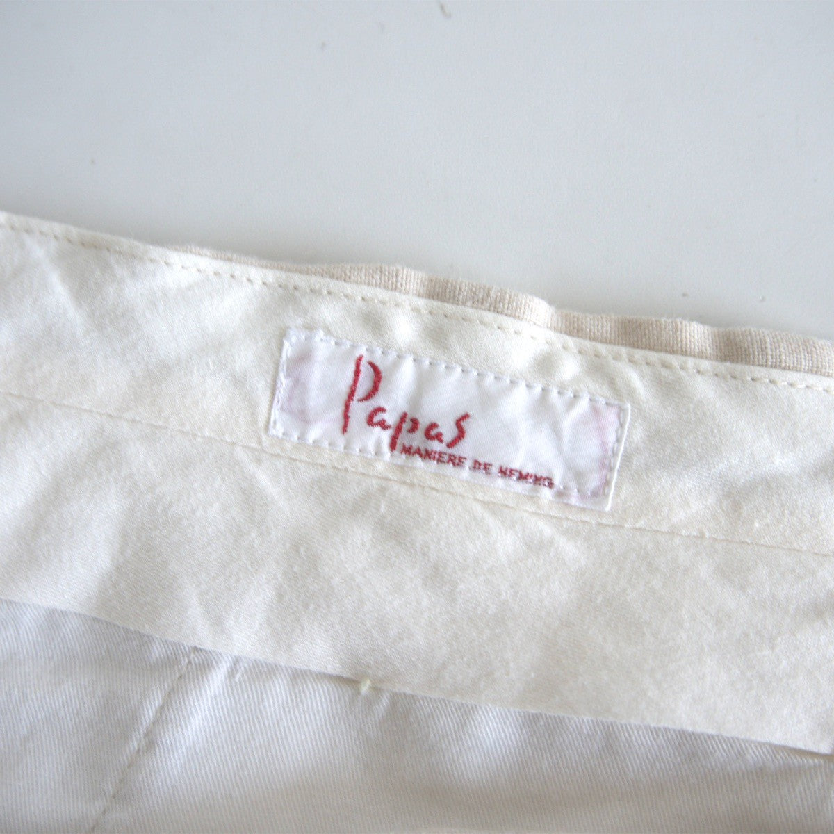 PAPAS Ivory 2 Tuck Wide Linen Pants Size 34