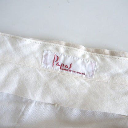 PAPAS Ivory 2 Tuck Wide Linen Pants Size 34