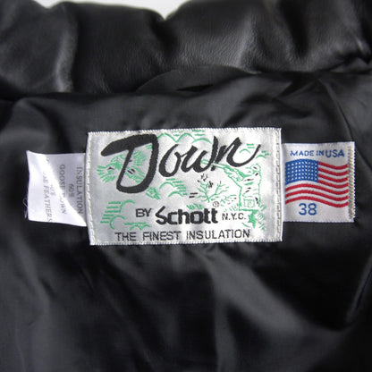 Schott Leather Down Jacket Black Size 38