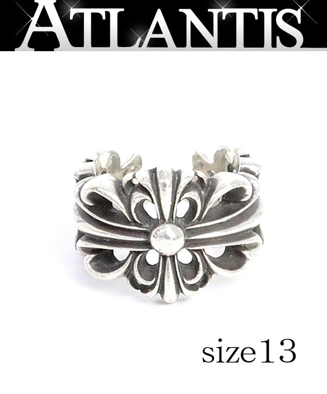 CHROME HEARTS Double Floral Cross Ring Silver Size ONE SIZE