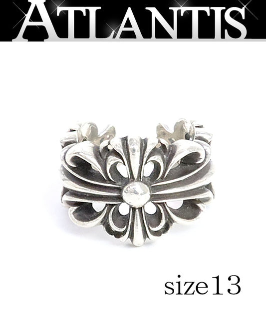 CHROME HEARTS Double Floral Cross Ring Silver Size ONE SIZE