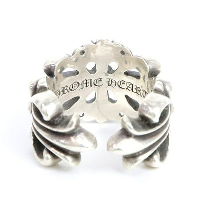 CHROME HEARTS Double Floral Cross Ring Silver Size ONE SIZE