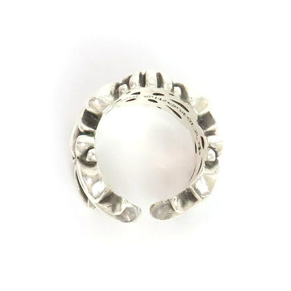 CHROME HEARTS Double Floral Cross Ring Silver Size ONE SIZE
