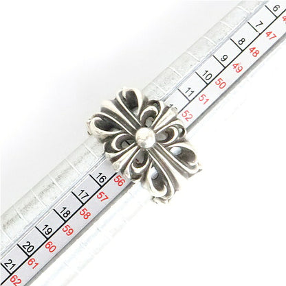 CHROME HEARTS Double Floral Cross Ring Silver Size ONE SIZE