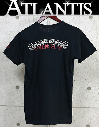 CHROME HEARTS Scroll Label USA Cotton T-Shirt Black Size S