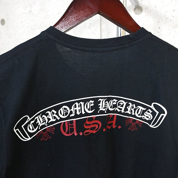 CHROME HEARTS Scroll Label USA Cotton T-Shirt Black Size S