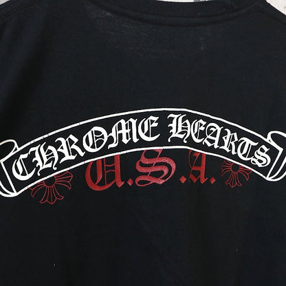 CHROME HEARTS Scroll Label USA Cotton T-Shirt Black Size S