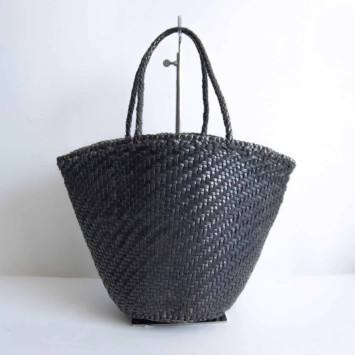 DRAGON Leather Mesh Handbag Gray