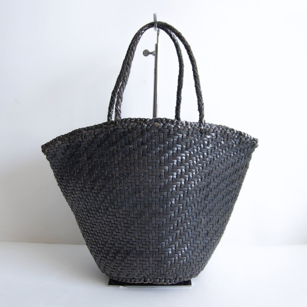 DRAGON Leather Mesh Handbag Gray