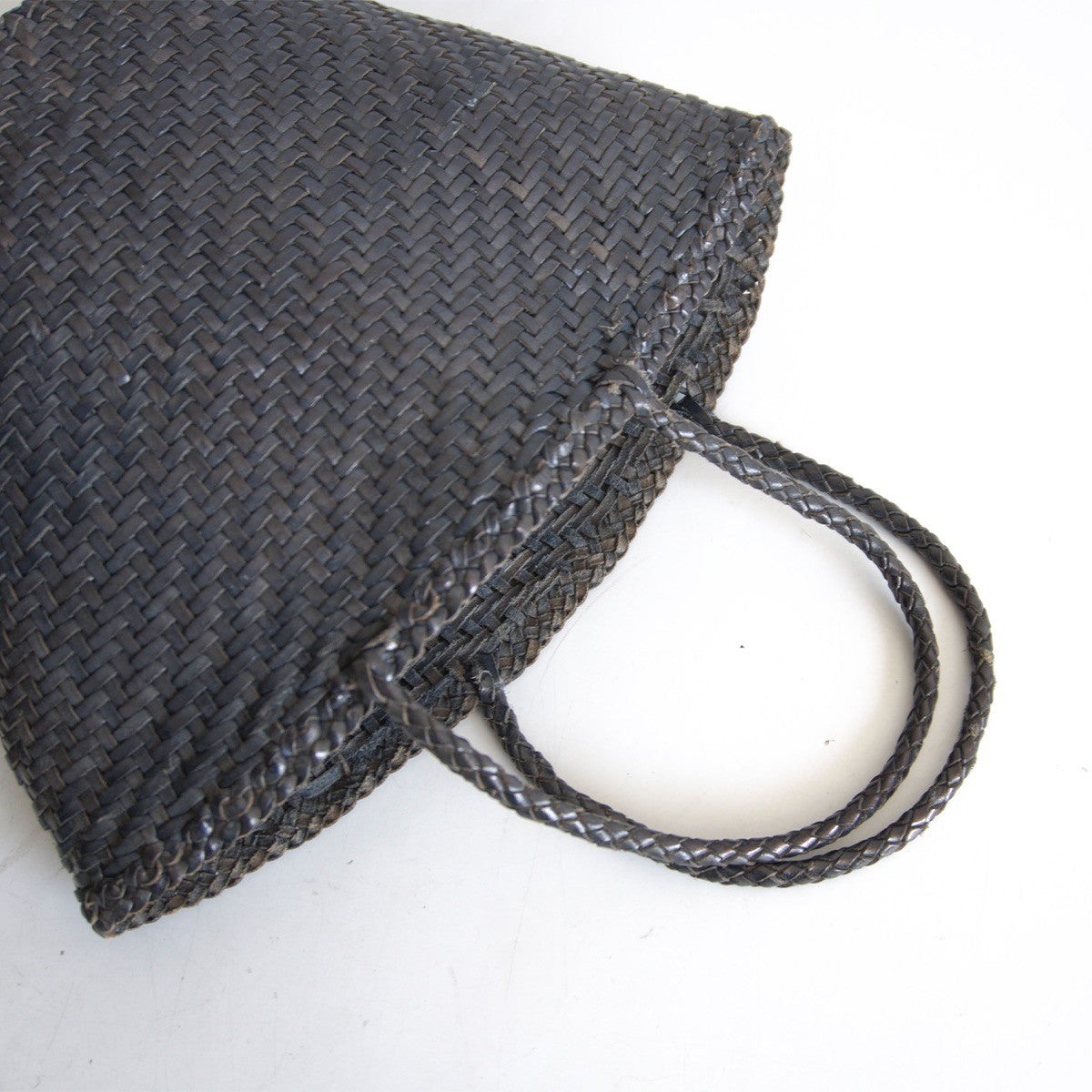 DRAGON Leather Mesh Handbag Gray