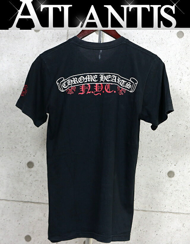 CHROME HEARTS Scroll Label USA Cotton T-Shirt Black Size S