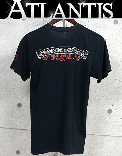 CHROME HEARTS Scroll Label USA Cotton T-Shirt Black Size S