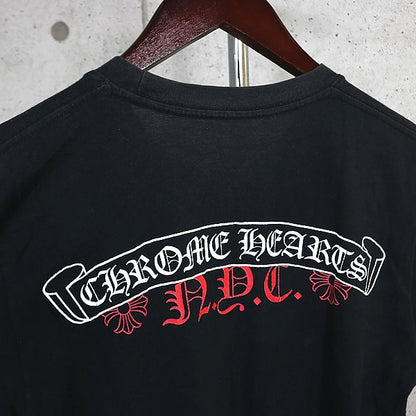 CHROME HEARTS Scroll Label USA Cotton T-Shirt Black Size S