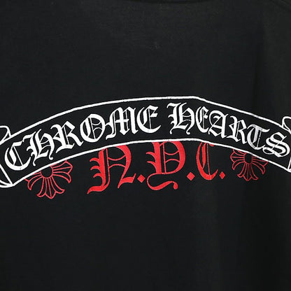 CHROME HEARTS Scroll Label USA Cotton T-Shirt Black Size S