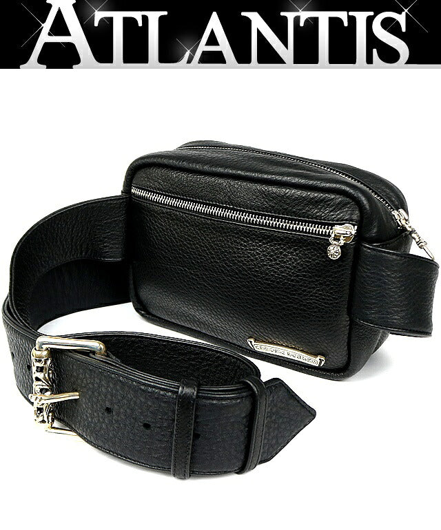 CHROME HEARTS New Strap On Leather Black SV925 Bag Size ONE SIZE