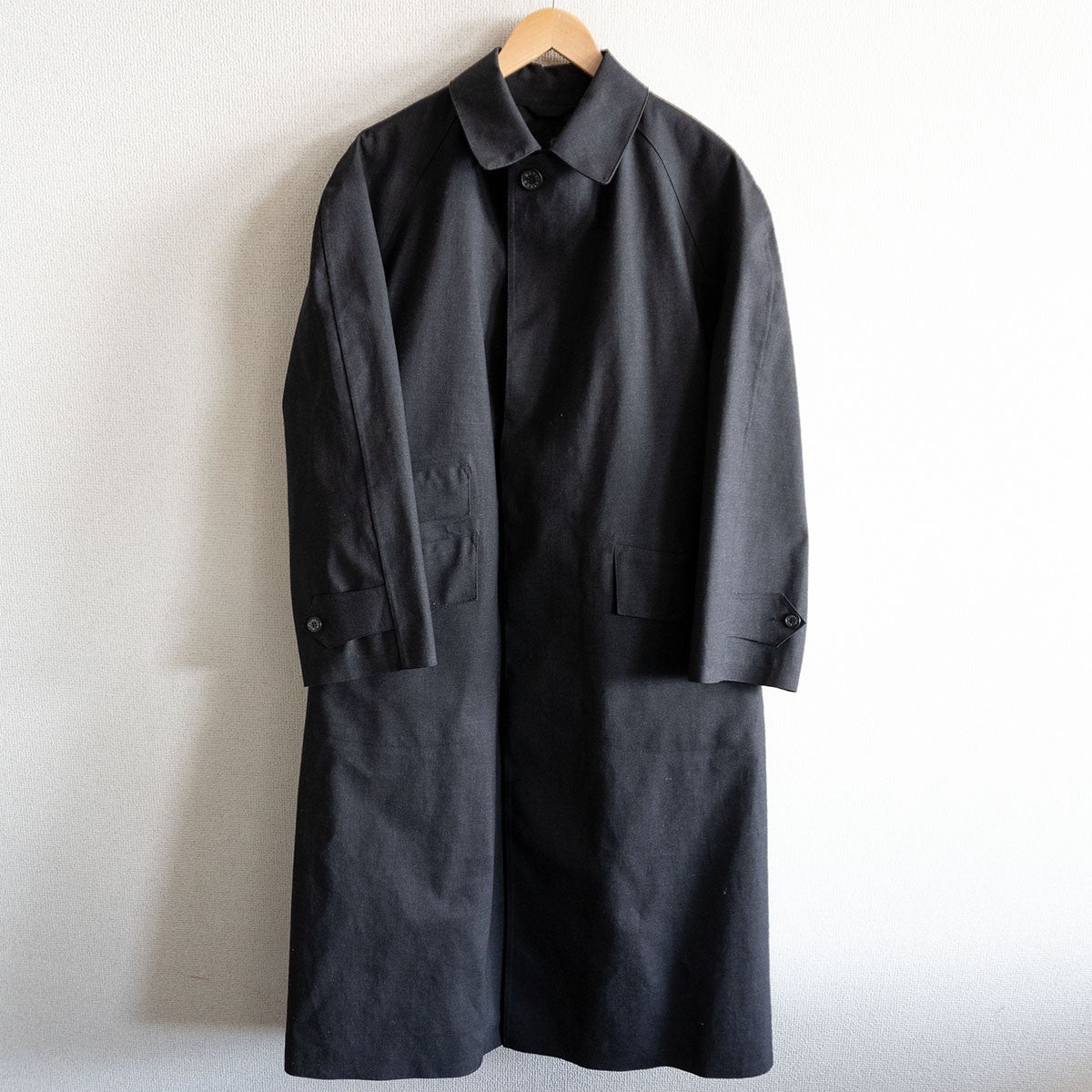 Mackintosh Rubberized Wool Balmacaan Coat Gray Size 38