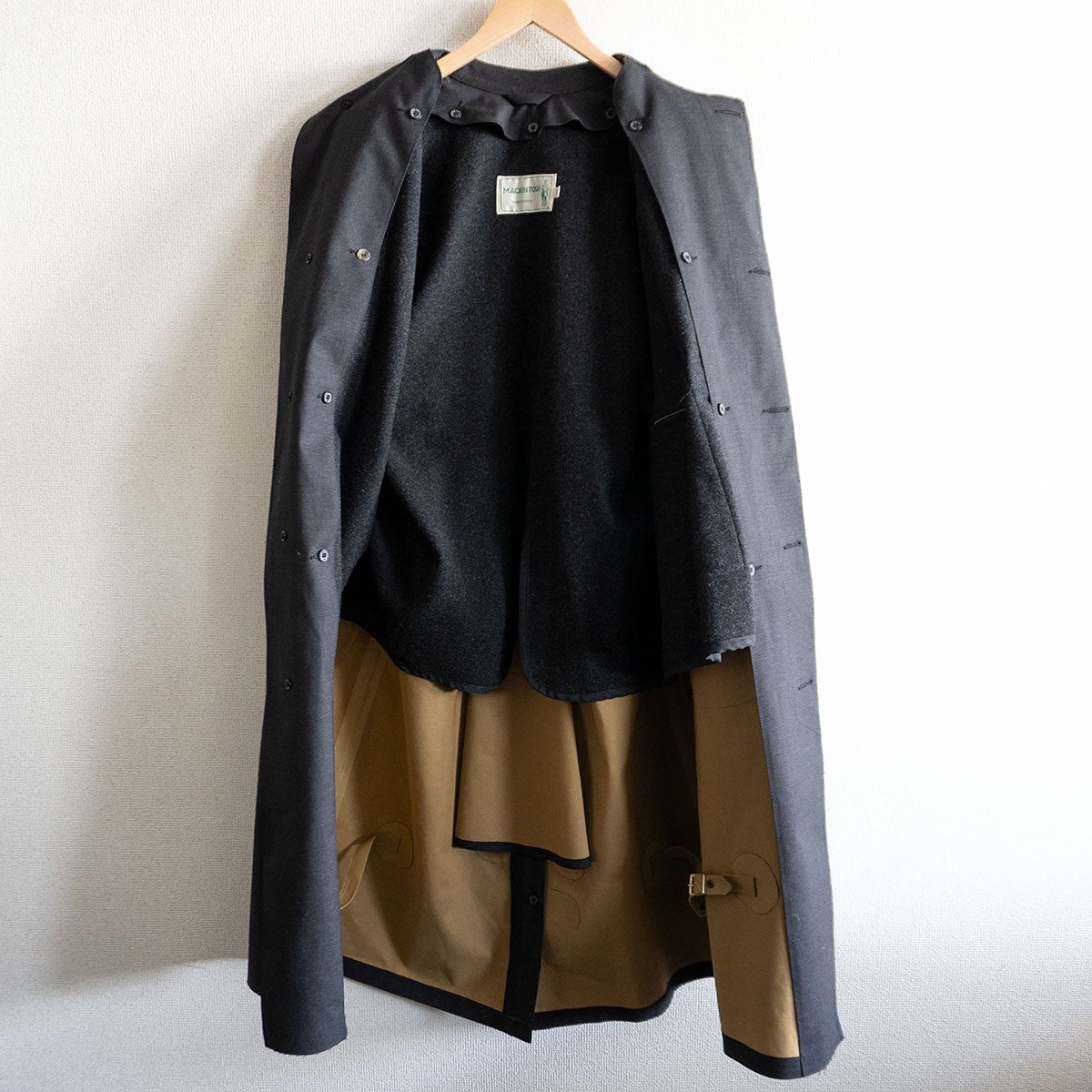 Mackintosh Rubberized Wool Balmacaan Coat Gray Size 38